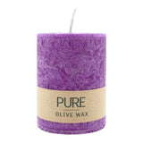 100% PURE, OLIVE WAX, vegane Stumpenkerze, Erika, WENZEL, 90/70 mm, Brenndauer ca. 40h - luterne.shop