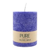 100% PURE, OLIVE WAX, vegane Stumpenkerze, Nachtblau, WENZEL, 90/70 mm, Brenndauer ca. 40h - luterne.shop