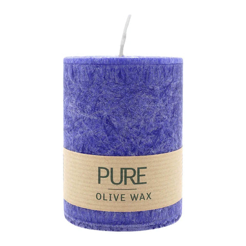 100% PURE, OLIVE WAX, vegane Stumpenkerze, Nachtblau, WENZEL, 90/70 mm, Brenndauer ca. 40h - luterne.shop