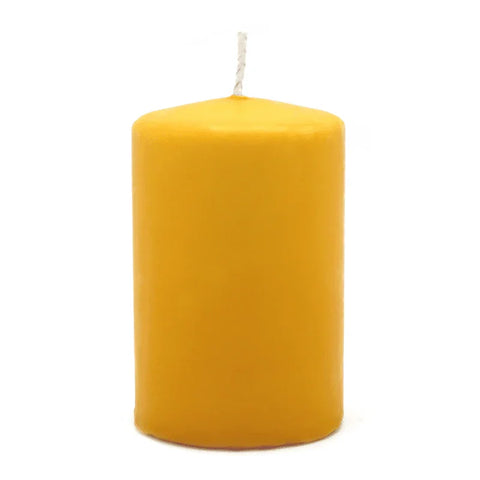 100% ÖKO-Stumpenkerze aus regionaler Bio-Masse, mit Bienenwachsüberzug, Gelb, BIOKEMA, 90/60 mm, Brenndauer ca. 50h - luterne.shop