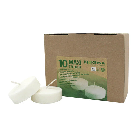 Öko-Maxilichter Ø58 mm, BIOKEMA, ohne Alu-Hülle, Brenndauer ca. 12h, 10 St.