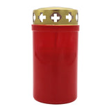 100% ÖKO-Grabkerzen aus regionaler Bio-Masse, Rot, mit Golddeckel, BIOKEMA, Brenndauer ca. 3 Tage, 120/63 mm, Karton 20 Stück - luterne.shop