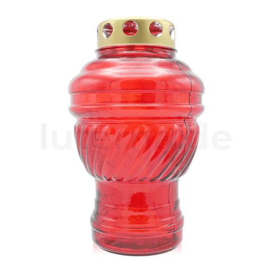 Grablaterne aus Glas, rot, mit abnehmbarem Deckel, 220/130 mm, Grabschmuck, Grabdekoration