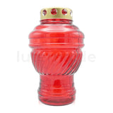Grablaterne aus Glas, rot, mit abnehmbarem Deckel, 220/130 mm, Grabschmuck, Grabdekoration - luterne.shop