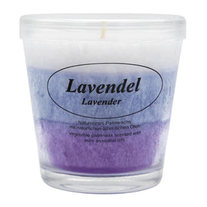 Duftkerze im Glas, Lavendel, 100% pflanzliches Stearin, KERZENFARM HAHN, mit reinen ätherischen Ölen, Brenndauer ca. 24h