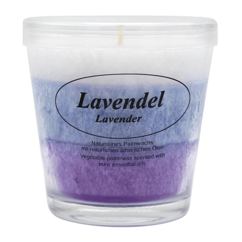Duftkerze im Glas, Lavendel, 100% pflanzliches Stearin, KERZENFARM HAHN, mit reinen ätherischen Ölen, Brenndauer ca. 24h - luterne.shop