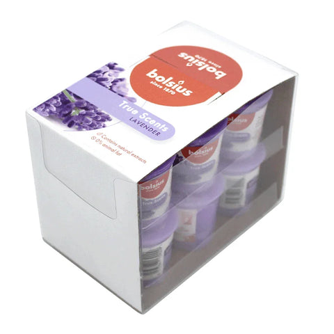 TRUE SCENTS, Duftvotivkerze, Französischer Lavendel, BOLSIUS, 53/45 mm, Brenndauer ca. 15h, 12 Stück pro Verpackung - luterne.shop