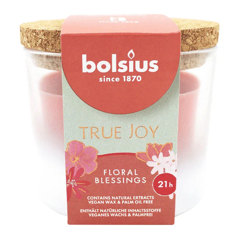TRUE JOY, Duftkerze im Glas, Floral Blessings, mit veganem Wachs, BOLSIUS, 66/83 mm, Brenndauer ca. 21h - luterne.shop