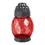 Grablaterne aus Glas „Diamond“ mit Nachfüller, Rot, BOLSIUS, 108/178 mm, Grabschmuck, Grabdekoration - luterne.shop