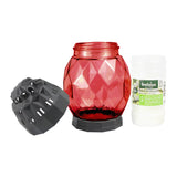 Grablaterne aus Glas „Diamond“ mit Nachfüller, Rot, BOLSIUS, 108/178 mm, Grabschmuck, Grabdekoration - luterne.shop