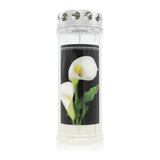 Grabkerzen mit Motiv „Calla“ – 3er-Set, wetterfest, mit Thermo-Doppeldeckel