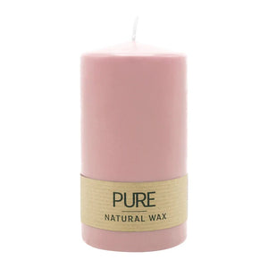 PURE Stumpenkerze Antikrosa, 130/70 mm, WENZEL, Brenndauer 52h, plastikfrei, selbstverlöschend