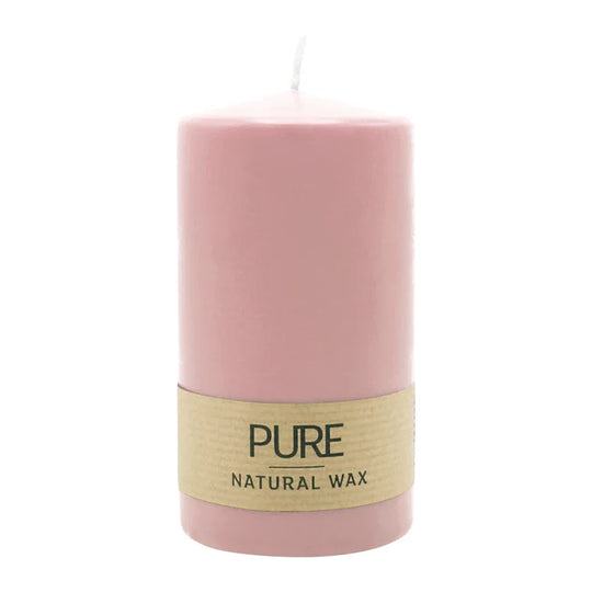 PURE NATURAL WAX, Antikrosa, Stumpenkerze, WENZEL, 130/70 mm, Brenndauer ca. 47h, 100% plastikfrei