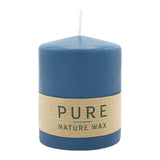 100% PURE, NATURAL WAX, Stumpenkerze, Nachtblau, WENZEL, 90/70 mm, Brenndauer ca. 38h, 100% plastikfrei - luterne.shop