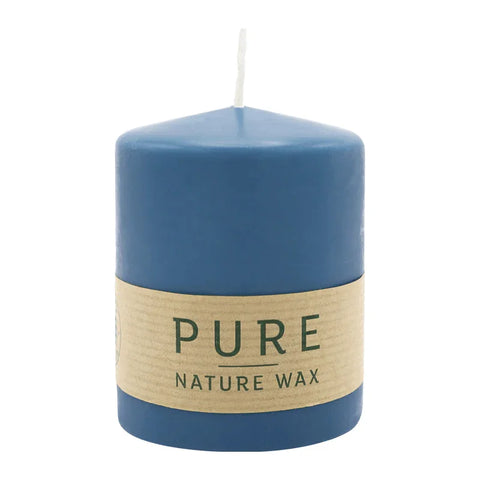 100% PURE, NATURAL WAX, Stumpenkerze, Nachtblau, WENZEL, 90/70 mm, Brenndauer ca. 38h, 100% plastikfrei - luterne.shop