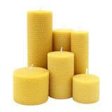 Waben-Stumpenkerze, 100% reines Bienenwachs, KERZENFARM HAHN, 100/28 mm, Brenndauer ca. 4h, 8 Stück - luterne.shop