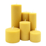 Waben-Stumpenkerze, 100% reines Bienenwachs, KERZENFARM HAHN, 150/40 mm, Brenndauer ca. 14h - luterne.shop