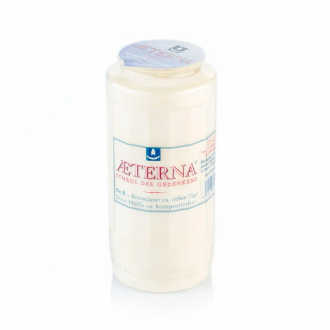 AETERNA-Öllicht, 100% reines Pflanzenöl, Weiß, Nr. 8, Brenndauer 7 Tage, 151/68 mm, Karton mit 20 Stück - luterne.shop