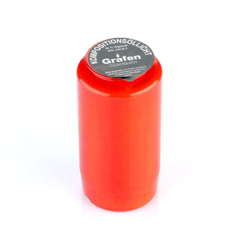 GRAFEN-Kompoöllicht, 30% Ölgehalt, Rot, Nr. 73, Brenndauer ca. 6 Tage, 136/68mm, Karton mit 20 Stück - luterne.shop