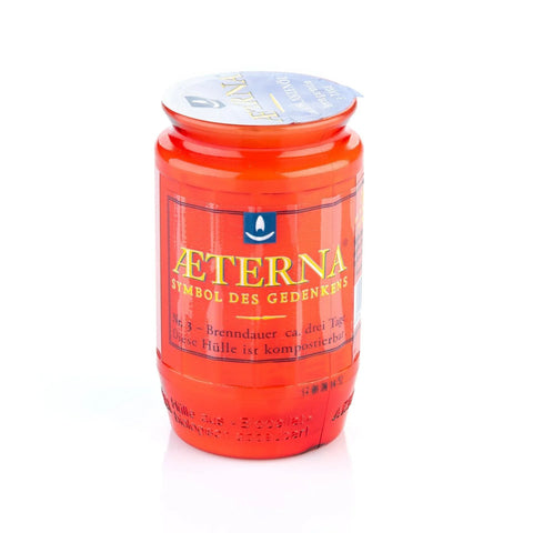 AETERNA-Öllicht, 100% reines Pflanzenöl, Rot, Nr. 3, Brenndauer 3 Tage, 98/58 mm, Karton mit 20 Stück - luterne.shop