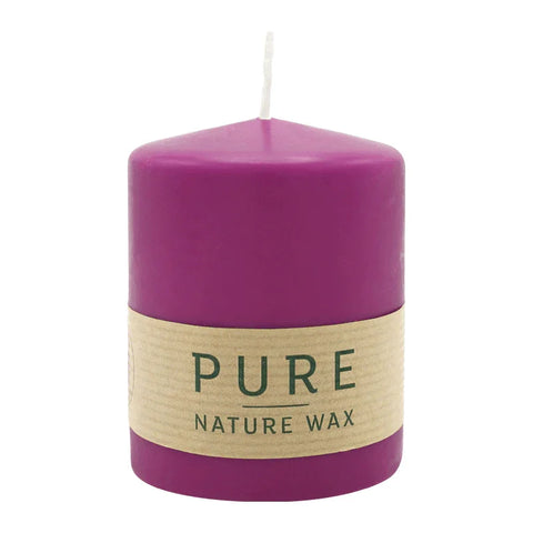 100% PURE, NATURAL WAX, Stumpenkerze, Erika, WENZEL, 90/70 mm, Brenndauer ca. 38h, 100% plastikfrei - luterne.shop