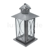 Hammerschlag-silberfarbene Stahlblechlaterne - luterne.shop