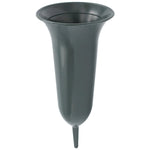 Blumenvase, Steckvase für Blumensträuße mit Erdspieß, dunkelgrün, 260/115 mm, Grabschmuck, Grabdekoration