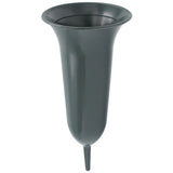 Blumenvase, Steckvase für Blumensträuße mit Erdspieß, dunkelgrün, 260/115 mm, Grabschmuck, Grabdekoration - luterne.shop
