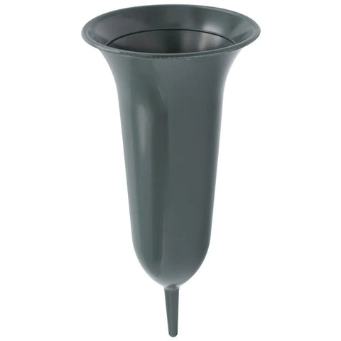 Blumenvase, Steckvase für Blumensträuße mit Erdspieß, dunkelgrün, 260/115 mm, Grabschmuck, Grabdekoration - luterne.shop