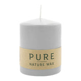 100% PURE, NATURAL WAX, Stumpenkerze, Silbergrau, WENZEL, 90/70 mm, Brenndauer ca. 38h, 100% plastikfrei - luterne.shop