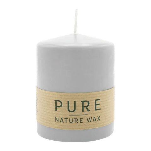 100% PURE, NATURAL WAX, Stumpenkerze, Silbergrau, WENZEL, 90/70 mm, Brenndauer ca. 38h, 100% plastikfrei - luterne.shop