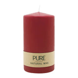 100% PURE, NATURAL WAX, Stumpenkerze, Karminrot, WENZEL, 130/70 mm, Brenndauer ca. 52h, 100% plastikfrei - luterne.shop