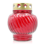 Grablaterne aus Glas, rot, mit abnehmbarem Deckel, 135/110 mm, Grabschmuck, Grabdekoration