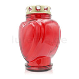 Grablaterne aus Glas mit Nachfüller, "Herzform", rot, Grabschmuck, Grabdekoration - luterne.shop