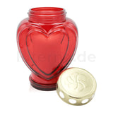 Grablaterne aus Glas mit Nachfüller, "Herzform", rot, Grabschmuck, Grabdekoration - luterne.shop