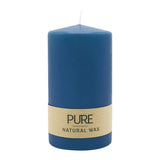 100% PURE, NATURAL WAX, Stumpenkerze, Nachtblau, WENZEL, 130/70 mm, Brenndauer ca. 52h, 100% plastikfrei - luterne.shop