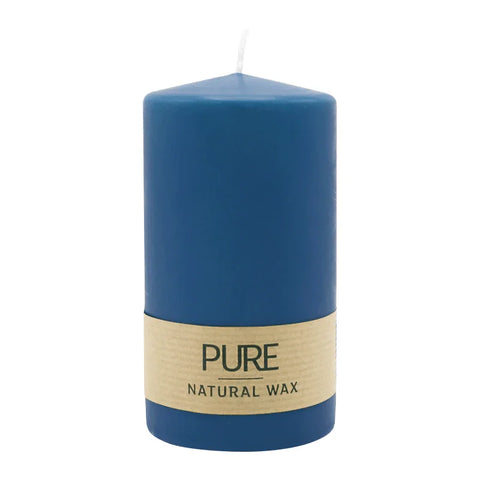 100% PURE, NATURAL WAX, Stumpenkerze, Nachtblau, WENZEL, 130/70 mm, Brenndauer ca. 52h, 100% plastikfrei - luterne.shop
