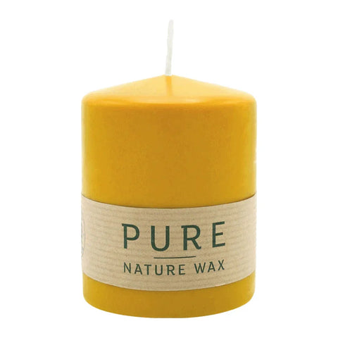 100% PURE, NATURAL WAX, Stumpenkerze, Natur, WENZEL, 90/70 mm, Brenndauer ca. 38h, 100% plastikfrei - luterne.shop