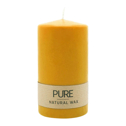 100% PURE, NATURAL WAX, Stumpenkerze, Natur, WENZEL, 130/70 mm, Brenndauer ca. 52h, 100% plastikfrei - luterne.shop