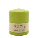 100% PURE, NATURAL WAX, Stumpenkerze, Olive, WENZEL, 90/70 mm, Brenndauer ca. 38h, 100% plastikfrei - luterne.shop