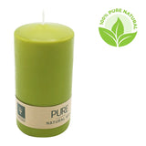 100% PURE, NATURAL WAX, Stumpenkerze, Olive, WENZEL, 130/70 mm, Brenndauer ca. 52h, 100% plastikfrei - luterne.shop