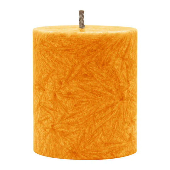 Stumpenkerze aus Stearin, Orange, 64/75 mm, 100% pflanzliches Wachs, KERZENFARM HAHN, Brenndauer ca. 19,5h