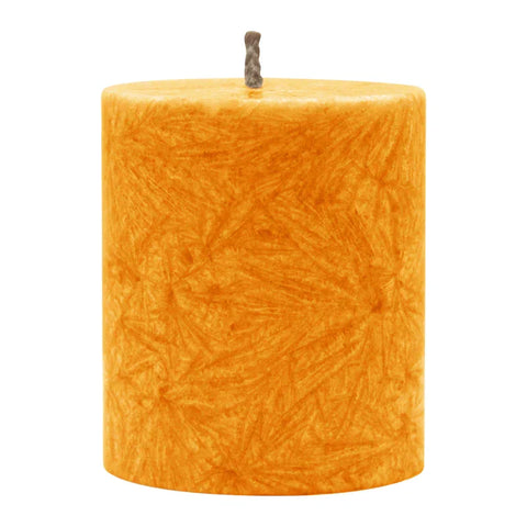 Stumpenkerze aus Stearin, Orange, 64/75 mm, 100% pflanzliches Wachs, KERZENFARM HAHN, Brenndauer ca. 19,5h - luterne.shop