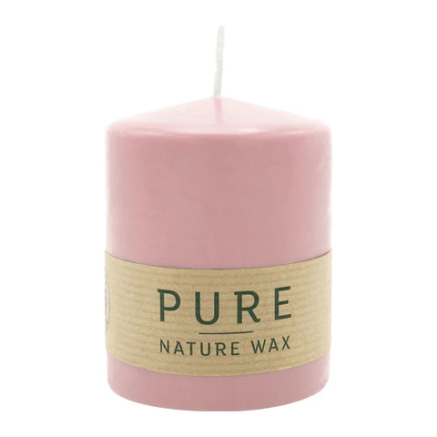 100% PURE, NATURAL WAX, Stumpenkerze, Antikrosa, WENZEL, 90/70 mm, Brenndauer ca. 38h, 100% plastikfrei - luterne.shop