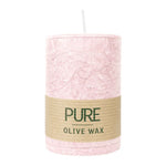 PURE OLIVE WAX, Antikrosa, vegane Stumpenkerze, WENZEL, 90/60 mm, Brenndauer ca. 26h