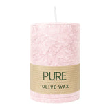 100% PURE, OLIVE WAX, vegane Stumpenkerze, Antikrosa, WENZEL, 90/60 mm, Brenndauer ca. 27h - luterne.shop