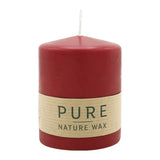 100% PURE, NATURAL WAX, Stumpenkerze, Karminrot, WENZEL, 90/70 mm, Brenndauer ca. 38h, 100% plastikfrei - luterne.shop