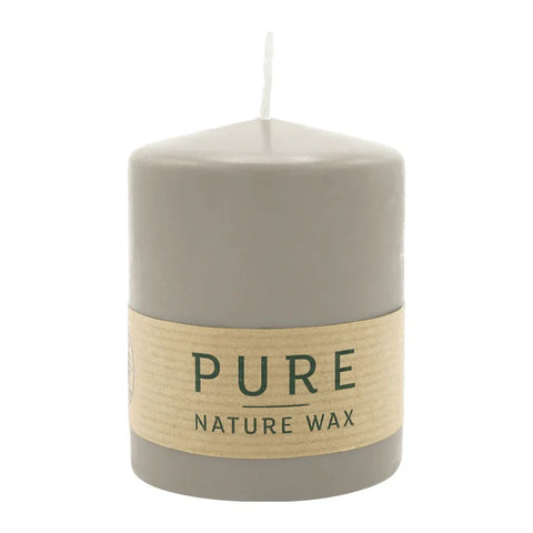 100% PURE, NATURAL WAX, Stumpenkerze, Sand, WENZEL, 90/70 mm, Brenndauer ca. 38h, 100% plastikfrei - luterne.shop