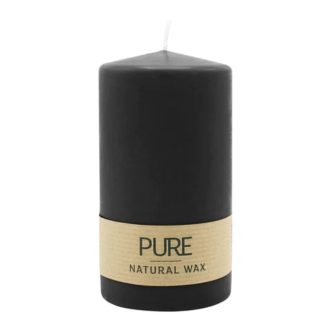 100% PURE, NATURAL WAX, Stumpenkerze, Schwarz, WENZEL, 130/70 mm, Brenndauer ca. 52h, 100% plastikfrei - luterne.shop