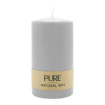 PURE NATURAL WAX, Silbergrau, Stumpenkerze, WENZEL, 130/70 mm, Brenndauer ca. 47h, 100% plastikfrei